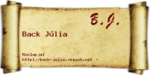 Back Júlia névjegykártya